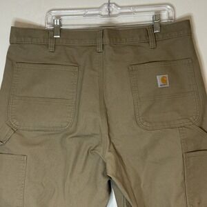 Carhartt Khaki Cotton Workwear Pants Men's Straight Leg Flat Front Cargo Pocket